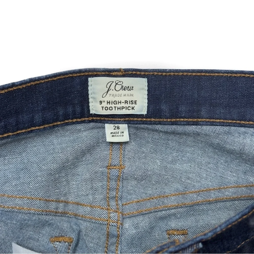 {J. Crew} 9” High-Rise Toothpick Classic Rinse Wash Skinny Stretch Denim